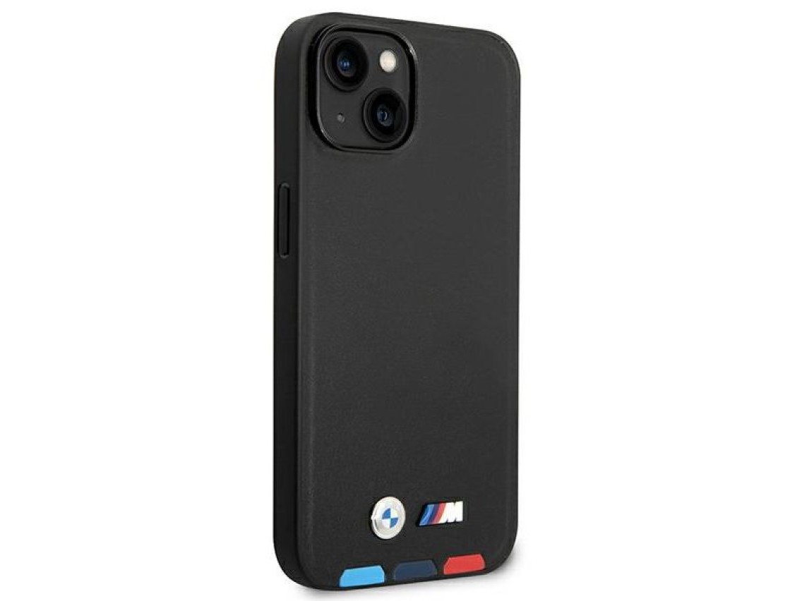 Case BMW BMHCP14S22PTDK iPhone 14 6.1 "black / black Leather Stamp Tricolor