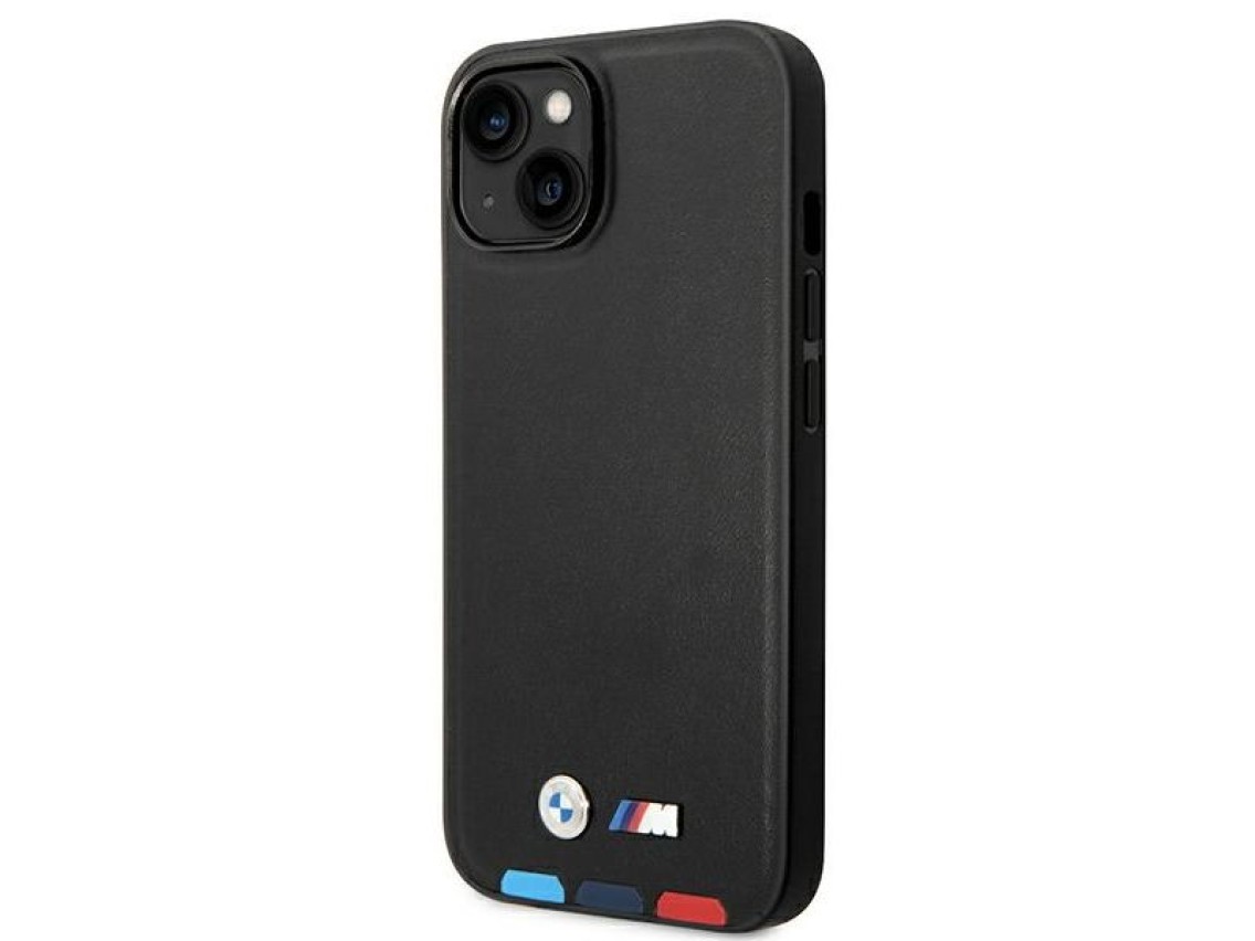 Case BMW BMHCP14M22PTDK iPhone 14 Plus 6.7 "black / black Leather Stamp Tricolor