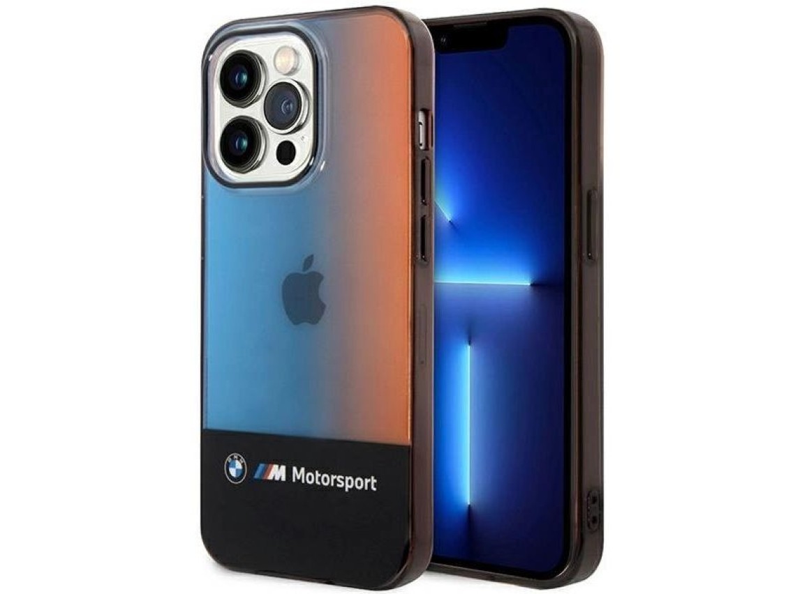 BMW Half Tricolor Case for iPhone 14 Pro Max 6.7" - Black