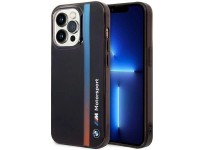 Funda BMW BMHCP14L22HVGV para iPhone 14 Pro de 6,1" negra/negra con franja tricolor IML