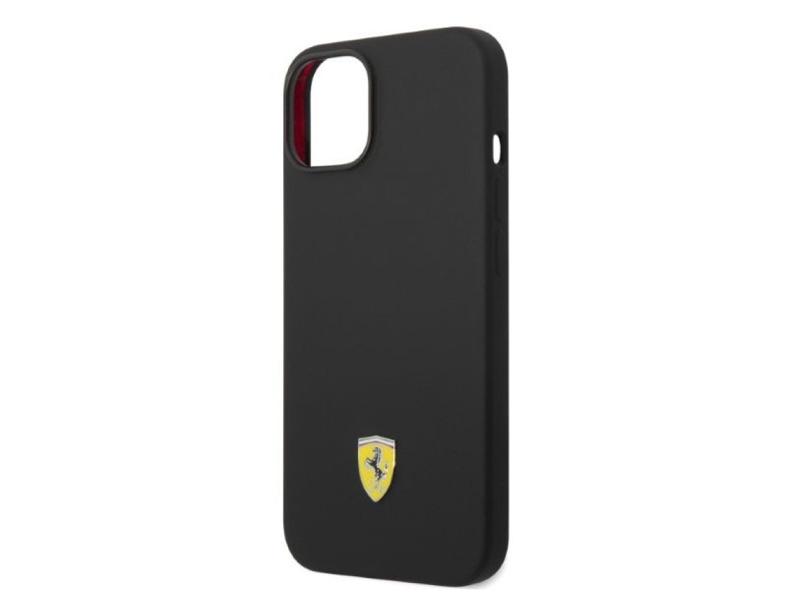 Ferrari FEHMSIP14SBK iPhone 14 6.1" capa rígida preta/preta com logotipo metálico em silicone e MagS