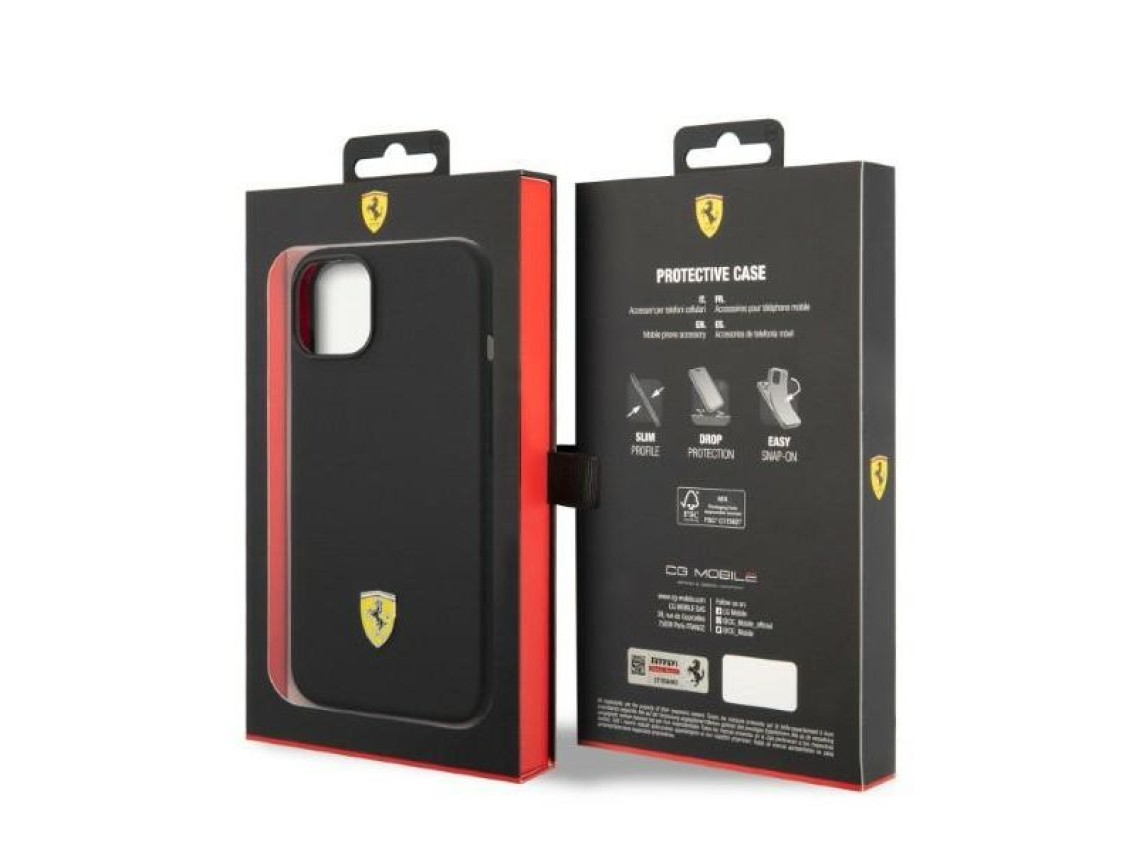 Ferrari FEHMSIP14MBK iPhone 14 Plus 6.7" black/black hardcase Silicone Metal Logo Magsafe