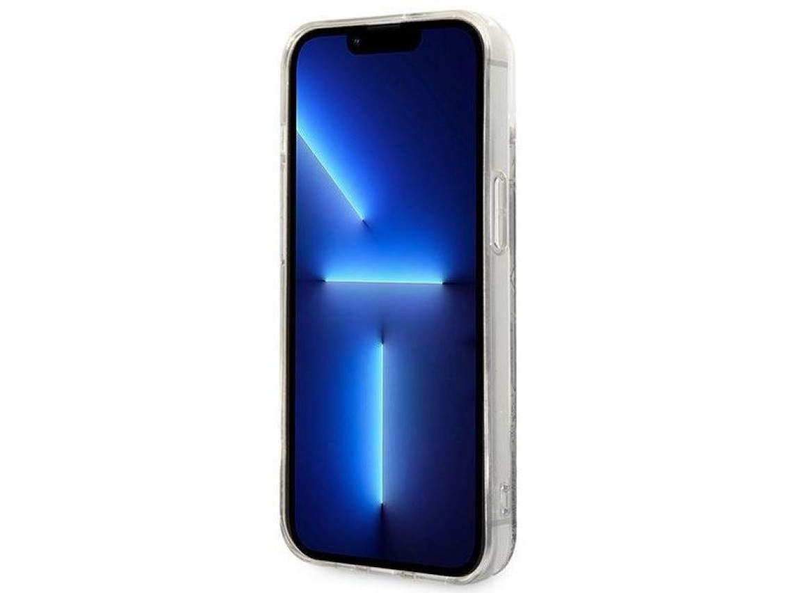 Karl Lagerfeld KLHCP14SLMNMK iPhone 14 6.1 "capa r�gida preta / monograma com glitter l�quido preto