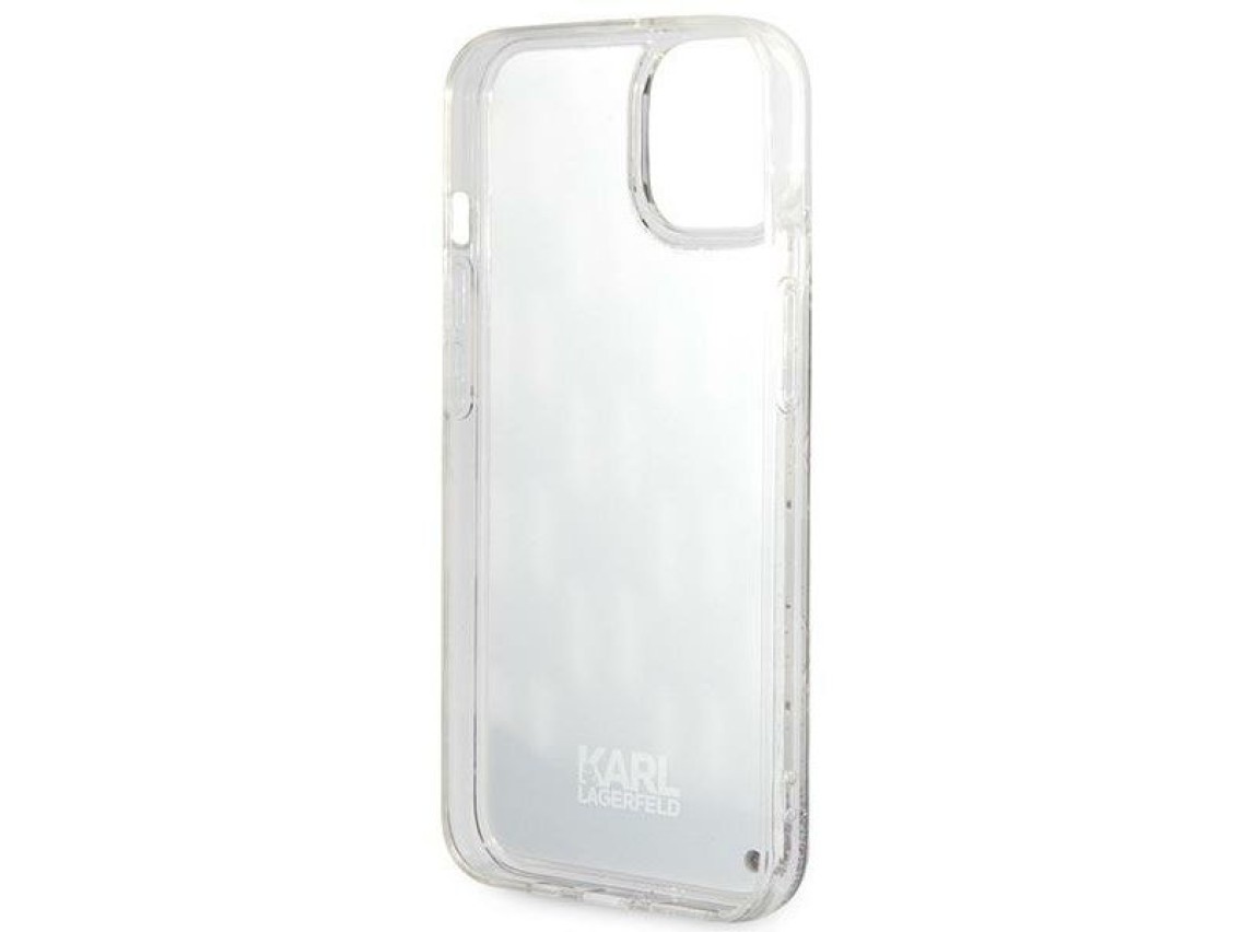 Karl Lagerfeld KLHCP14SLMNMK iPhone 14 6.1 "capa r�gida preta / monograma com glitter l�quido preto