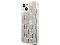 Karl Lagerfeld KLHCP14SLMNMS iPhone 14 6.1 "capa rígida prateada / monograma com glitter líquido pra Karl Lagerfeld KLHCP14SLMNMS iPhone 14 6.1 "capa rígida prateada / monograma com glitter líquido pra