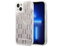 Karl Lagerfeld KLHCP14MLMNMS iPhone 14 Plus 6.7" carcasa rígida plateada / monograma con purpurina l Karl Lagerfeld KLHCP14MLMNMS iPhone 14 Plus 6.7" carcasa rígida plateada / monograma con purpurina l