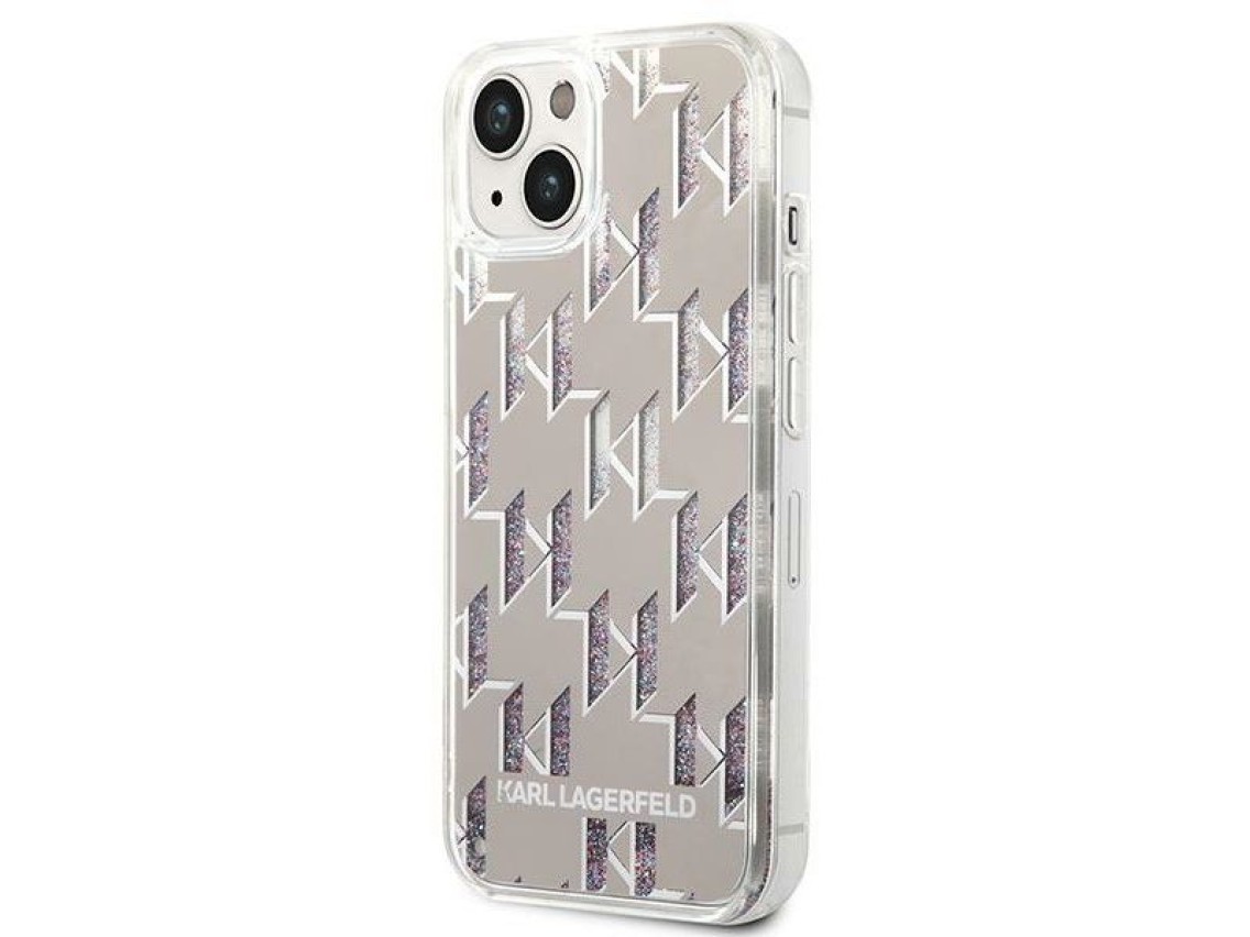 Karl Lagerfeld KLHCP14MLMNMS iPhone 14 Plus 6.7" carcasa rígida plateada / monograma con purpurina l