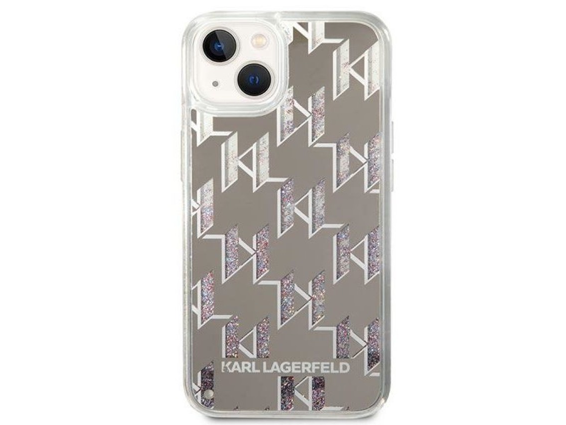 Karl Lagerfeld KLHCP14MLMNMS iPhone 14 Plus 6.7" carcasa rígida plateada / monograma con purpurina l