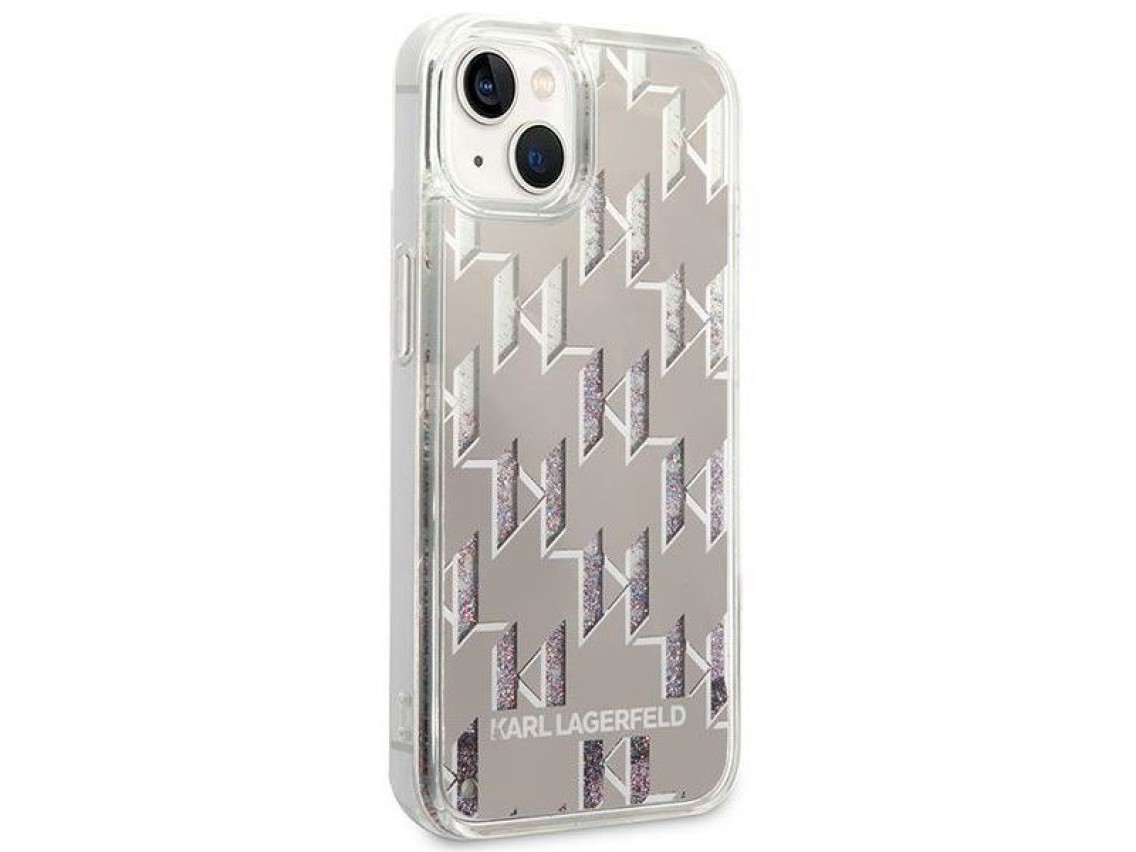 Karl Lagerfeld KLHCP14MLMNMS iPhone 14 Plus 6.7" carcasa rígida plateada / monograma con purpurina l