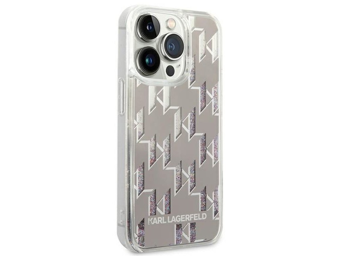 Karl Lagerfeld KLHCP14LLMNMS iPhone 14 Pro 6.1 "hardcase silver / silver Liquid Glitter Monogram
