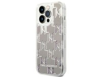 Capa rígida prateada com monograma de glitter líquido prateado Karl Lagerfeld KLHCP14XLMNMS para iPh Capa rígida prateada com monograma de glitter líquido prateado Karl Lagerfeld KLHCP14XLMNMS para iPh