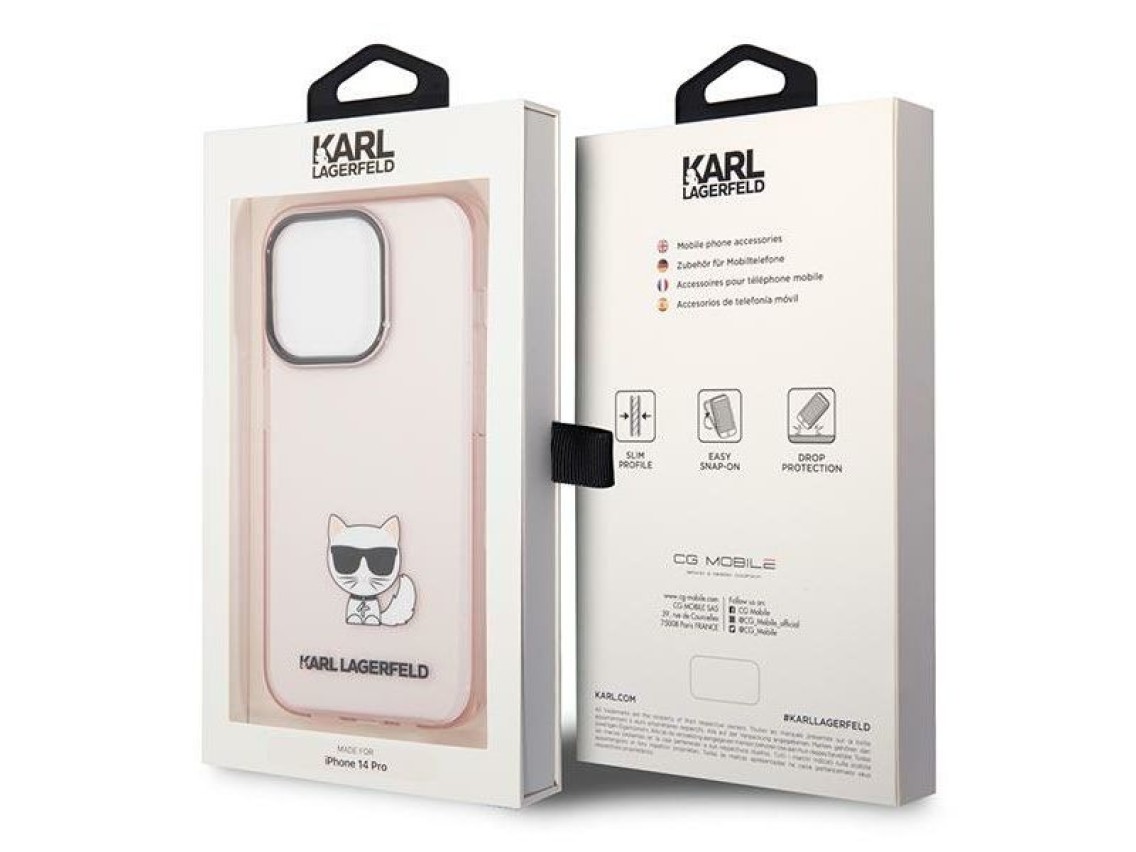 Karl Lagerfeld KLHCP14LCTTRI iPhone 14 Pro 6.1 "carcasa r�gida rosa / rosa transparente Choupette Bo