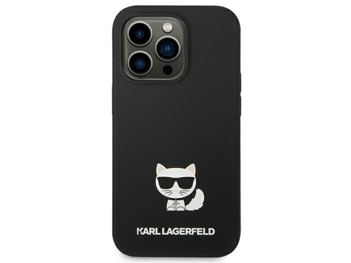 Karl Lagerfeld KLHCP14LSLCTBK iPhone 14 Pro 6.1 "capa rígida preta / corpo em silicone preto Choupet
