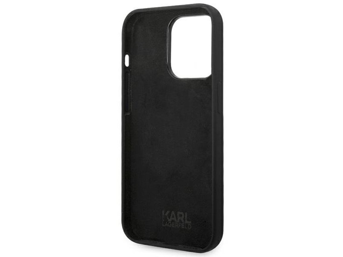 Karl Lagerfeld KLHCP14LSLCTBK iPhone 14 Pro 6.1 "capa rígida preta / corpo em silicone preto Choupet