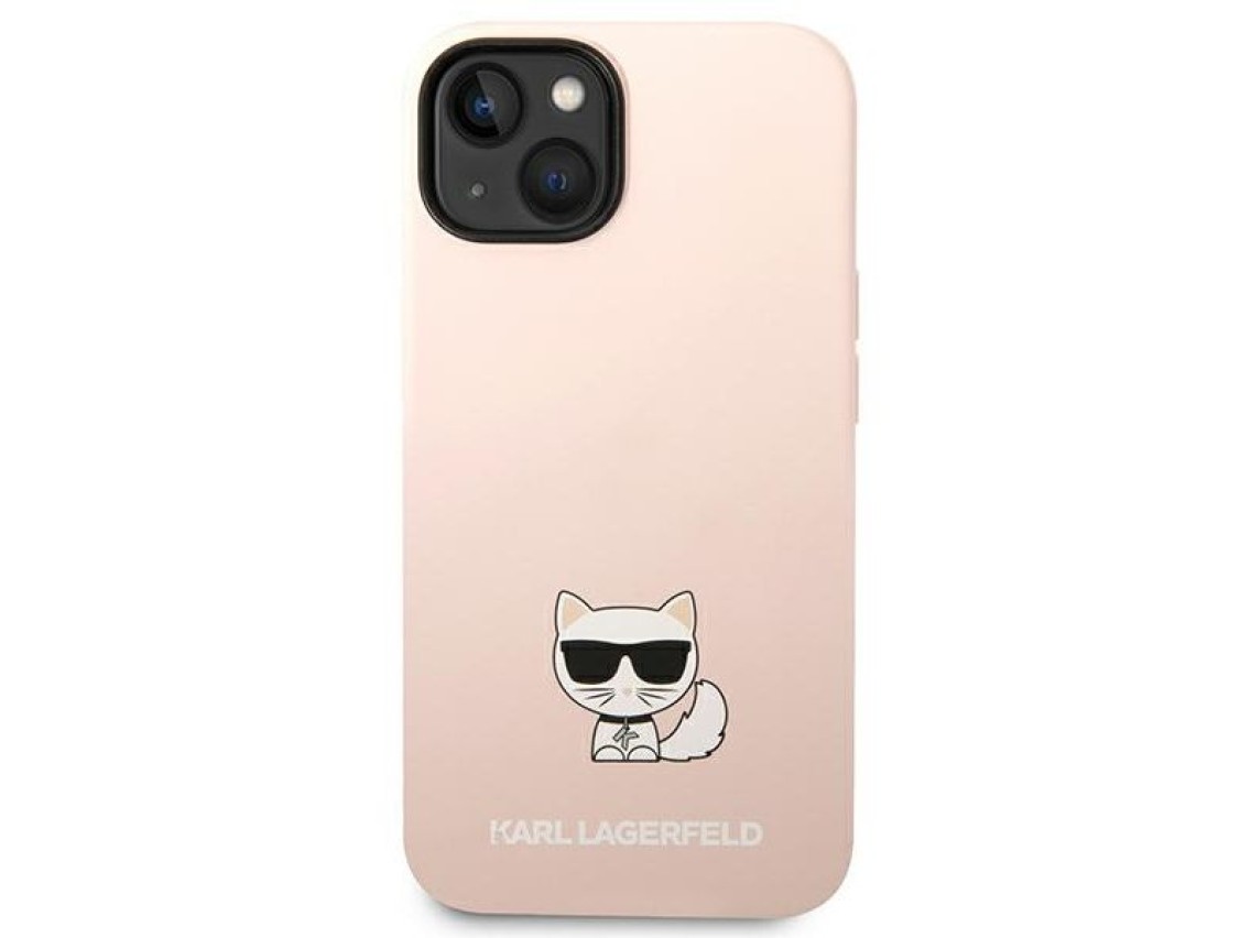 Karl Lagerfeld KLHCP14MSLCTPI Capa rígida rosa claro para iPhone 14 Plus de 6,7 polegadas com corpo