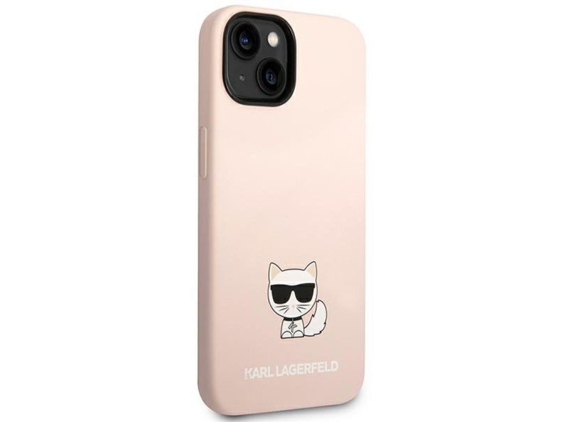 Karl Lagerfeld KLHCP14MSLCTPI Capa rígida rosa claro para iPhone 14 Plus de 6,7 polegadas com corpo