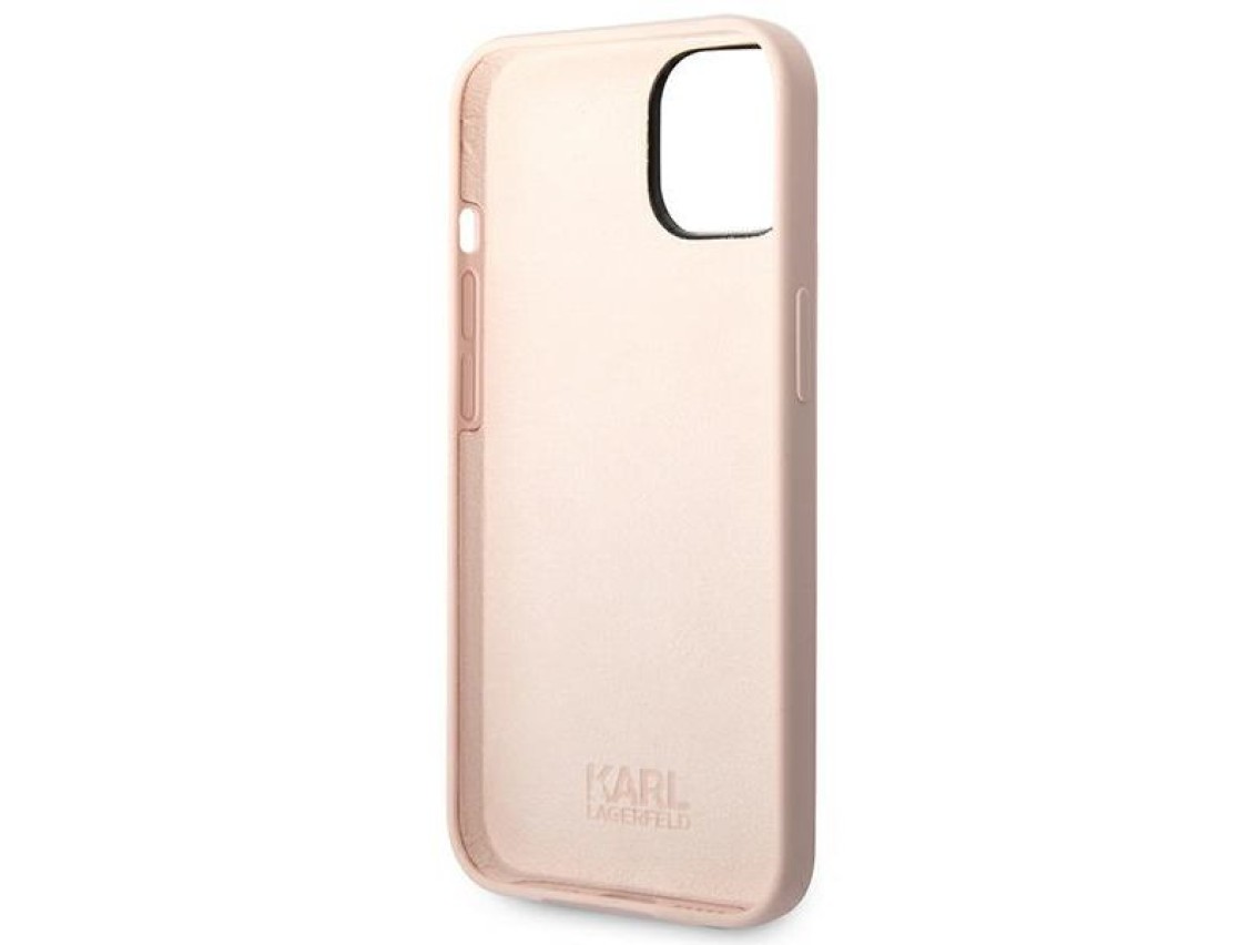 Karl Lagerfeld KLHCP14MSLCTPI Capa rígida rosa claro para iPhone 14 Plus de 6,7 polegadas com corpo