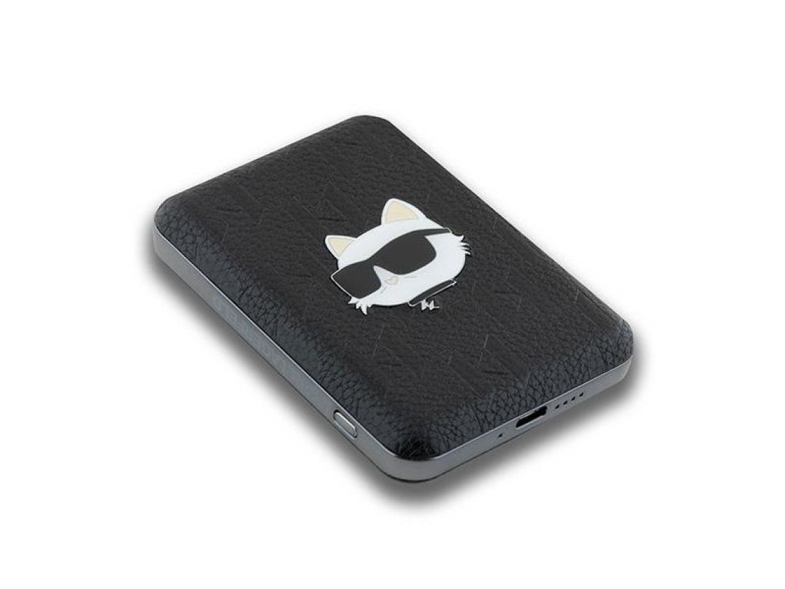 Batería externa inductiva Karl Lagerfeld KLPB5FPGKSCHHK 16W 5000mAh negra/negra Choupette Head Pin M
