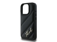 Capa para iPhone 16 Pro com estampa acolchoada e assinatura de Karl Lagerfeld - Preta Capa para iPhone 16 Pro com estampa acolchoada e assinatura de Karl Lagerfeld - Preta