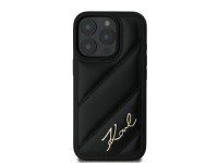 Capa para iPhone 16 Pro com estampa acolchoada e assinatura de Karl Lagerfeld - Preta Capa para iPhone 16 Pro com estampa acolchoada e assinatura de Karl Lagerfeld - Preta