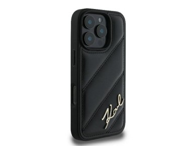Karl Lagerfeld Quilted Signature iPhone 16 Pro Case - Black Karl Lagerfeld Quilted Signature iPhone 16 Pro Case - Black