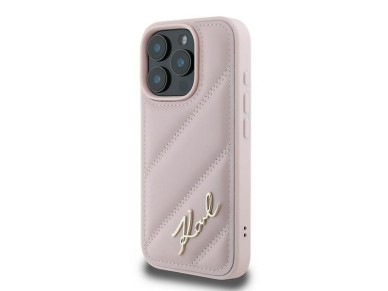 Karl Lagerfeld Quilted Signature iPhone 16 Pro Max Case - Pink Karl Lagerfeld Quilted Signature iPhone 16 Pro Max Case - Pink