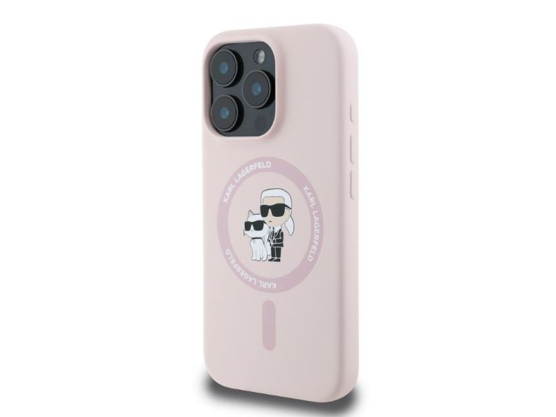Karl Lagerfeld Silicone Karl&Choupette Heads MagSafe Case for iPhone 16 Pro Max - Pink