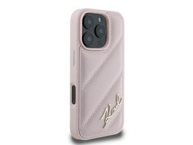 Karl Lagerfeld Quilted Signature iPhone 16 Pro Max Case - Pink Karl Lagerfeld Quilted Signature iPhone 16 Pro Max Case - Pink