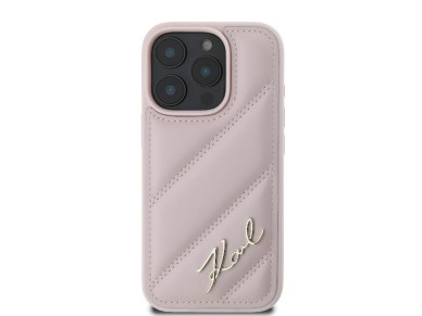 Karl Lagerfeld Quilted Signature iPhone 16 Pro Case - Pink Karl Lagerfeld Quilted Signature iPhone 16 Pro Case - Pink