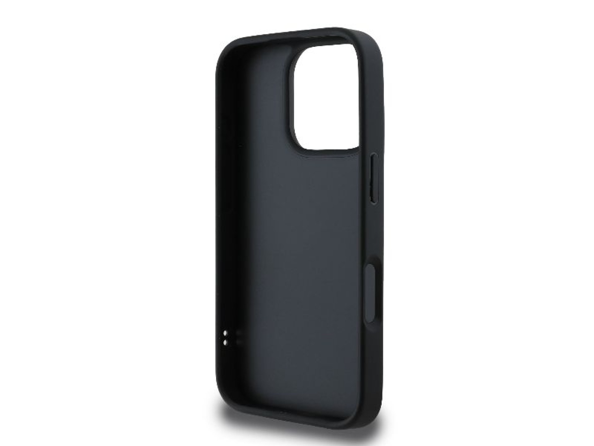 Capa para iPhone 16 Pro Max com estampa acolchoada e assinatura de Karl Lagerfeld - Preta