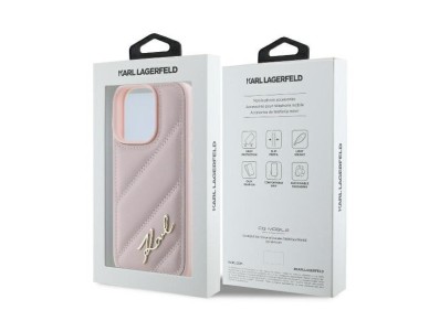 Karl Lagerfeld Quilted Signature iPhone 16 Pro Case - Pink Karl Lagerfeld Quilted Signature iPhone 16 Pro Case - Pink