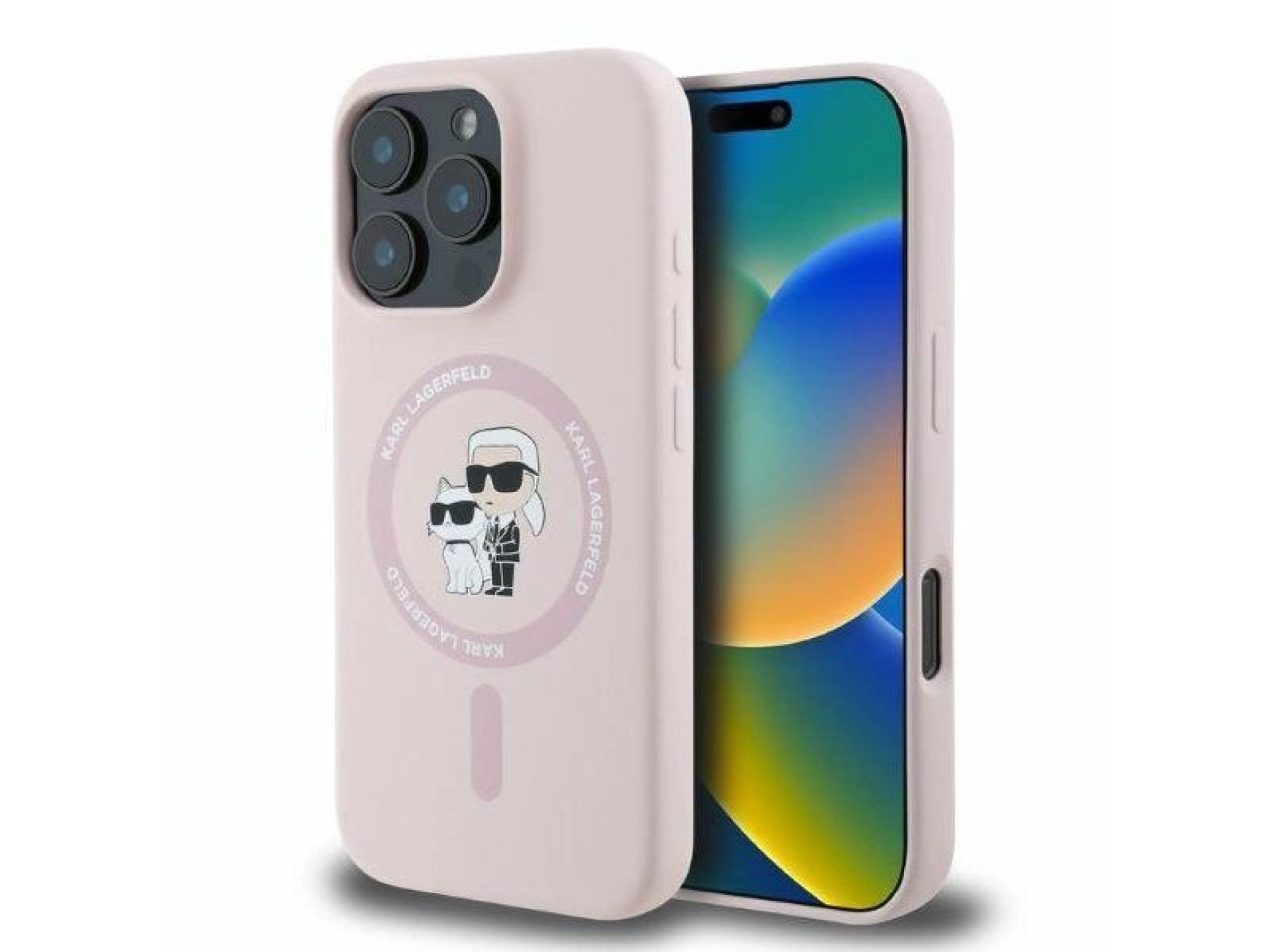 Karl Lagerfeld Silicone Karl&Choupette Heads MagSafe Case for iPhone 16 Pro Max - Pink