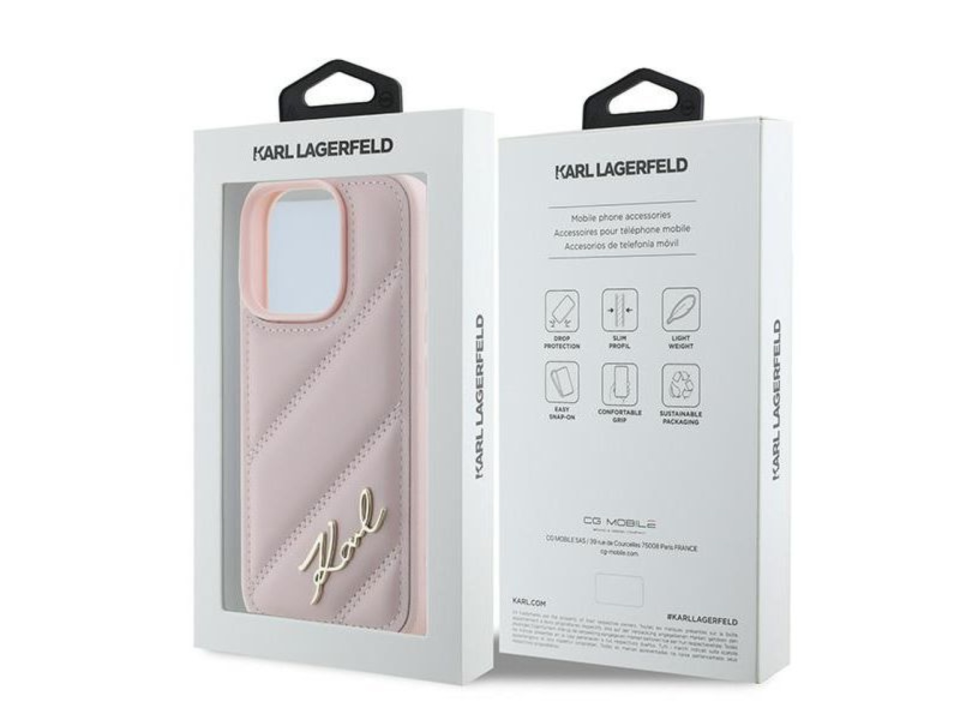 Capa Karl Lagerfeld Matelassada para iPhone 16 Pro Max - Rosa