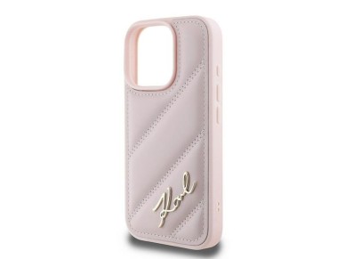Karl Lagerfeld Quilted Signature iPhone 16 Pro Max Case - Pink Karl Lagerfeld Quilted Signature iPhone 16 Pro Max Case - Pink