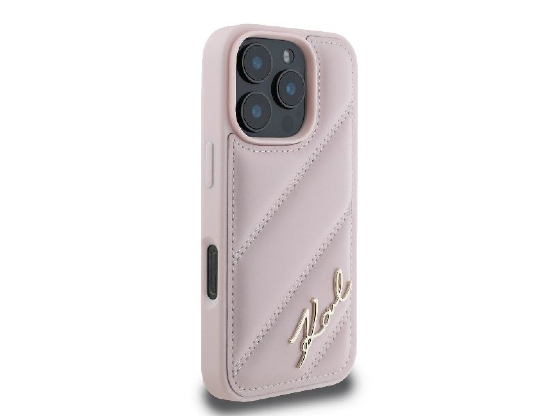 Funda acolchada con la firma de Karl Lagerfeld para iPhone 16 Pro - Rosa