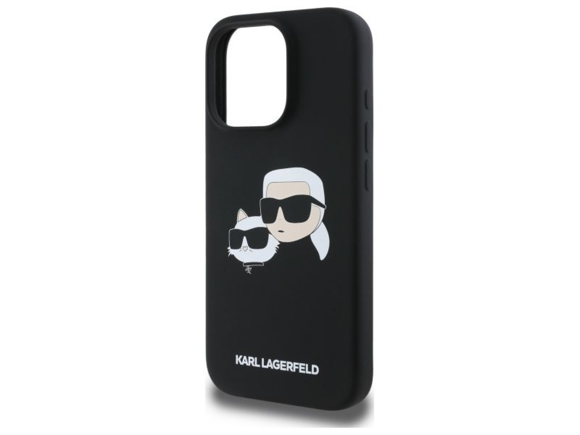 Capa de silicone Karl Lagerfeld com estampa de cabeças e MagSafe para iPhone 16 Pro Max - Preta