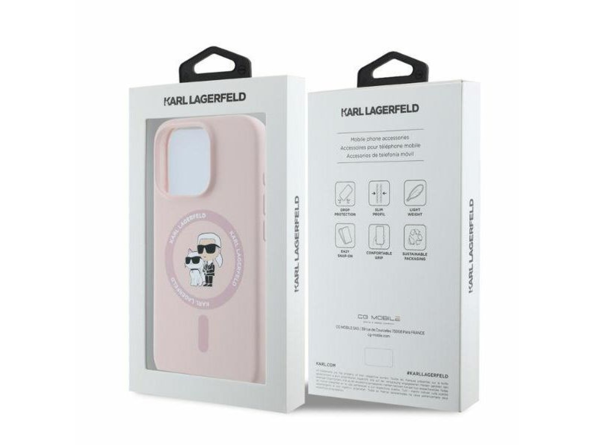 Karl Lagerfeld Silicone Karl&Choupette Heads MagSafe Case for iPhone 16 Pro Max - Pink