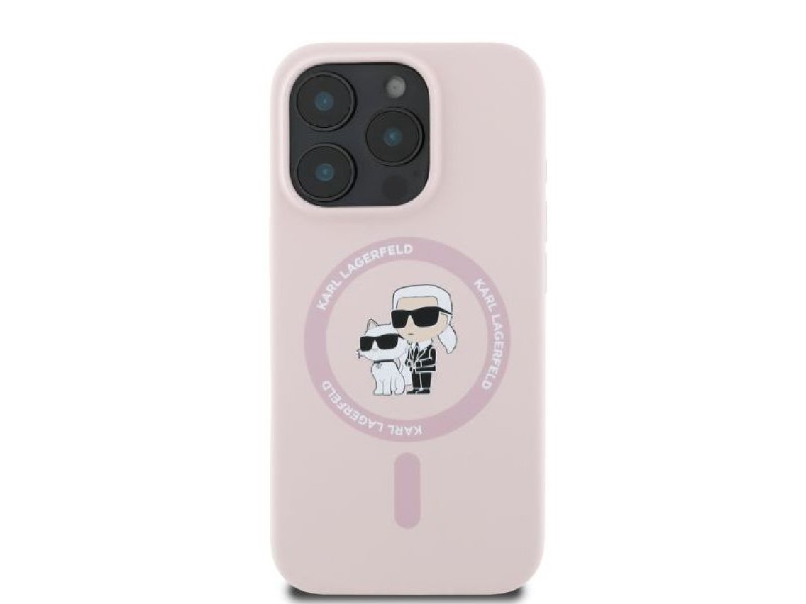 Karl Lagerfeld Silicone Karl&Choupette Heads MagSafe Case for iPhone 16 Pro Max - Pink