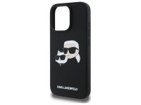 Capa de silicone Karl Lagerfeld com estampa de cabeças e MagSafe para iPhone 16 Pro Max - Preta Capa de silicone Karl Lagerfeld com estampa de cabeças e MagSafe para iPhone 16 Pro Max - Preta