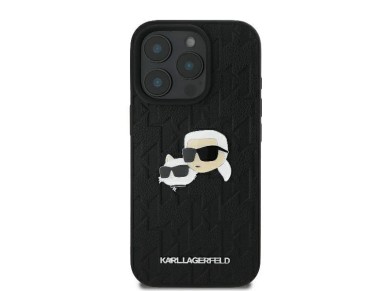 Karl Lagerfeld Monogram Karl & Choupette Head Pin iPhone 16 Pro Case - Black Karl Lagerfeld Monogram Karl & Choupette Head Pin iPhone 16 Pro Case - Black