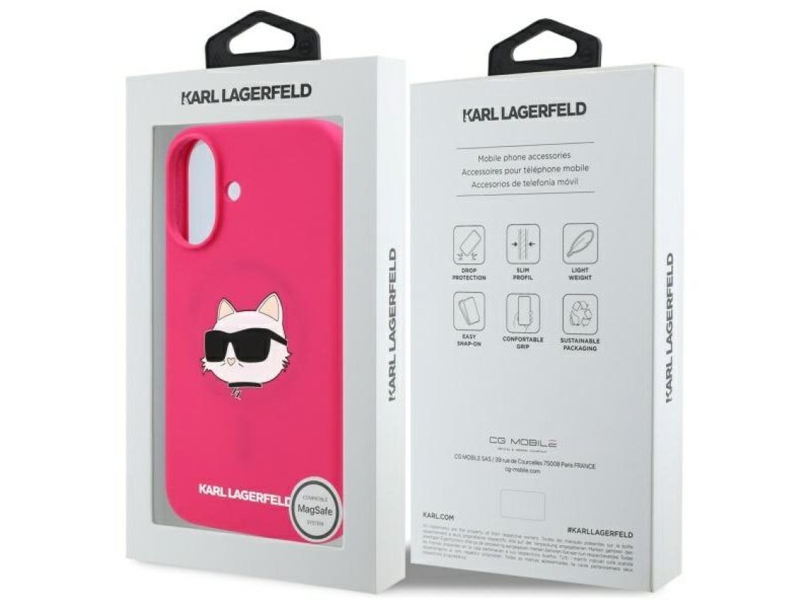 Funda de silicona Karl Lagerfeld con estampado de la cabeza de Choupette para iPhone 16 MagSafe - Fu