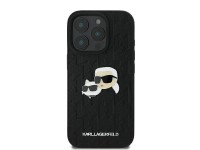 Karl Lagerfeld Monogram Karl & Choupette Head Pin iPhone 16 Pro Case - Black Karl Lagerfeld Monogram Karl & Choupette Head Pin iPhone 16 Pro Case - Black