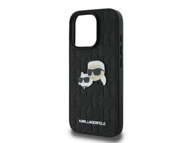 Karl Lagerfeld Monogram Karl & Choupette Head Pin iPhone 16 Pro Case - Black Karl Lagerfeld Monogram Karl & Choupette Head Pin iPhone 16 Pro Case - Black