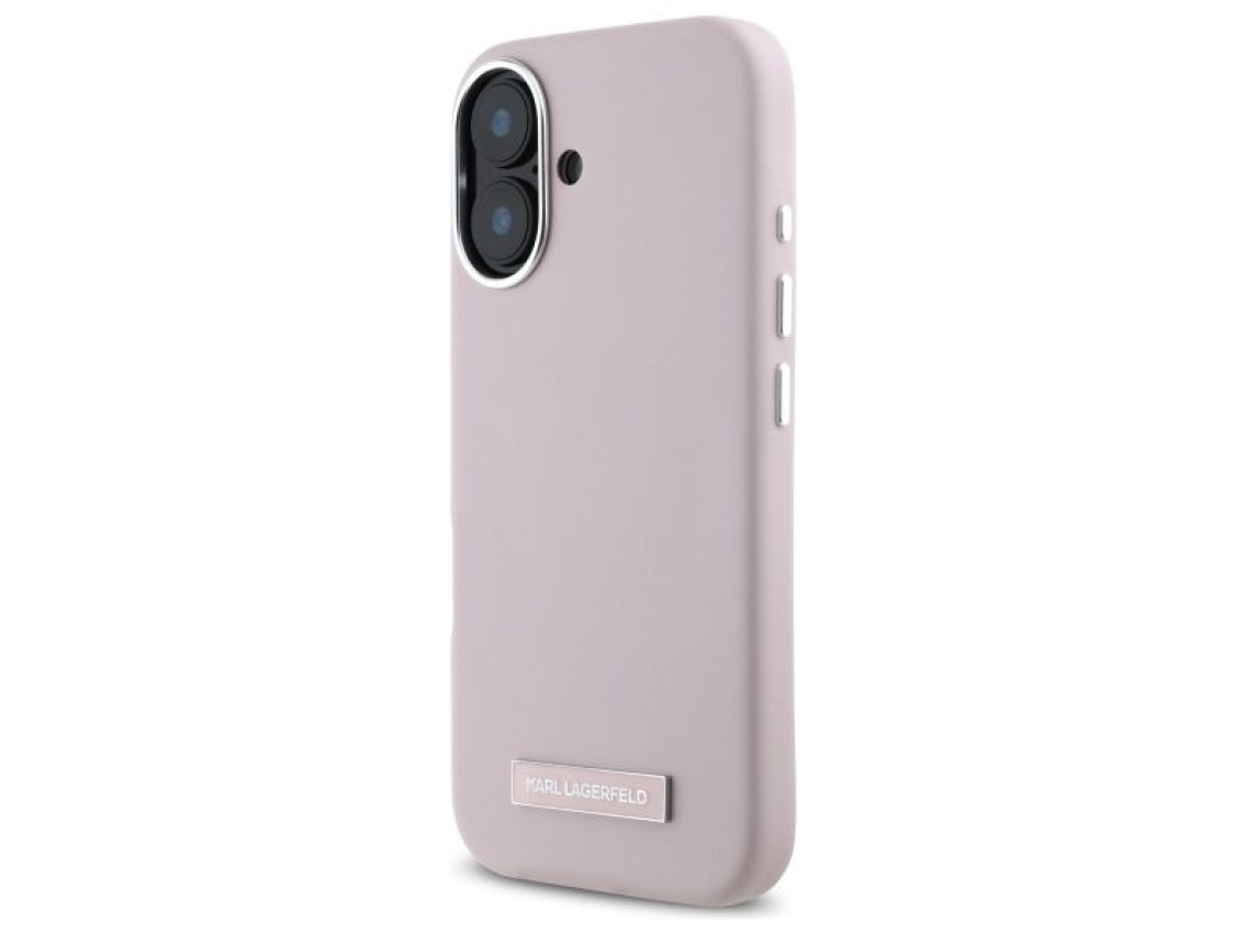 Funda Karl Lagerfeld FW Metal Plate MagSafe para iPhone 16 - Rosa