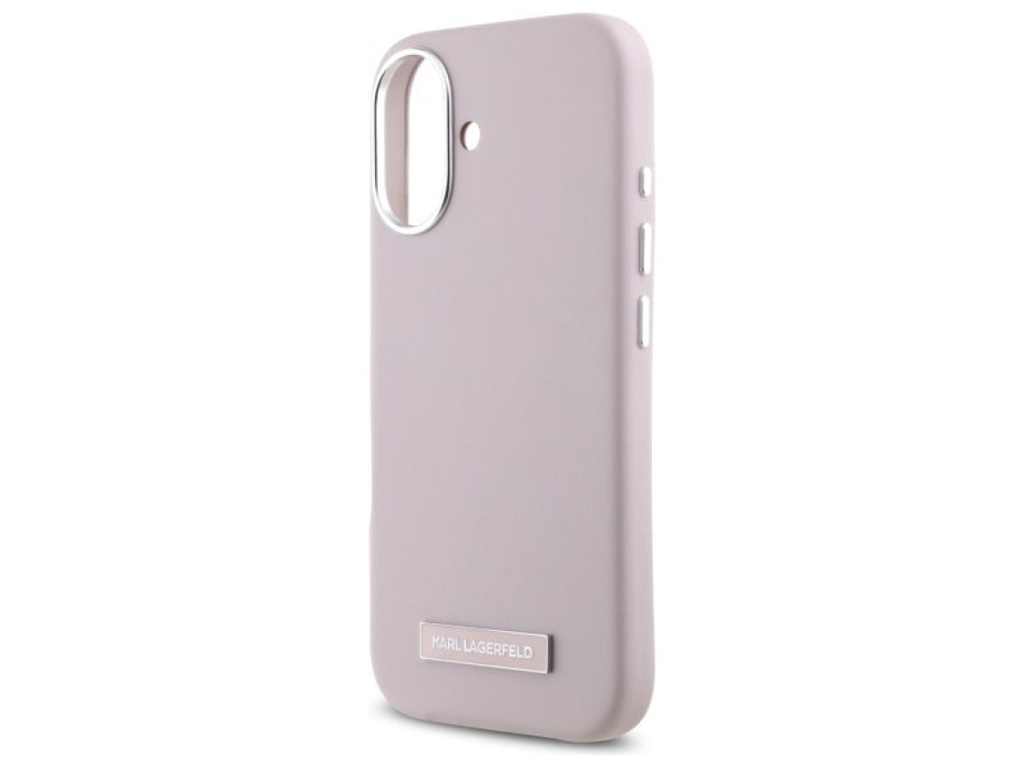 Funda Karl Lagerfeld FW Metal Plate MagSafe para iPhone 16 - Rosa