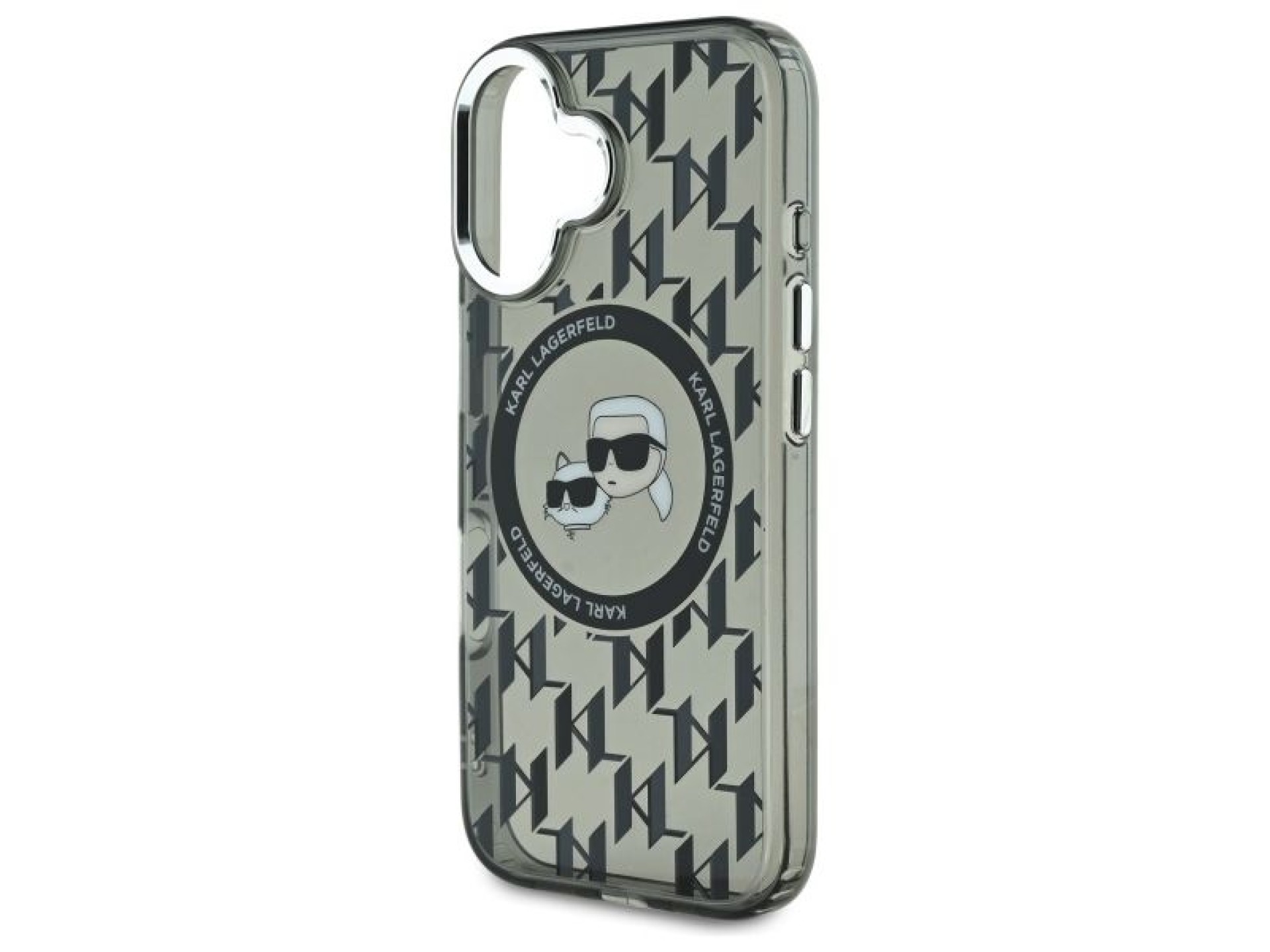 Funda para iPhone 16 Karl Lagerfeld IML Monogram Karl & Choupette Head MagSafe - Negra