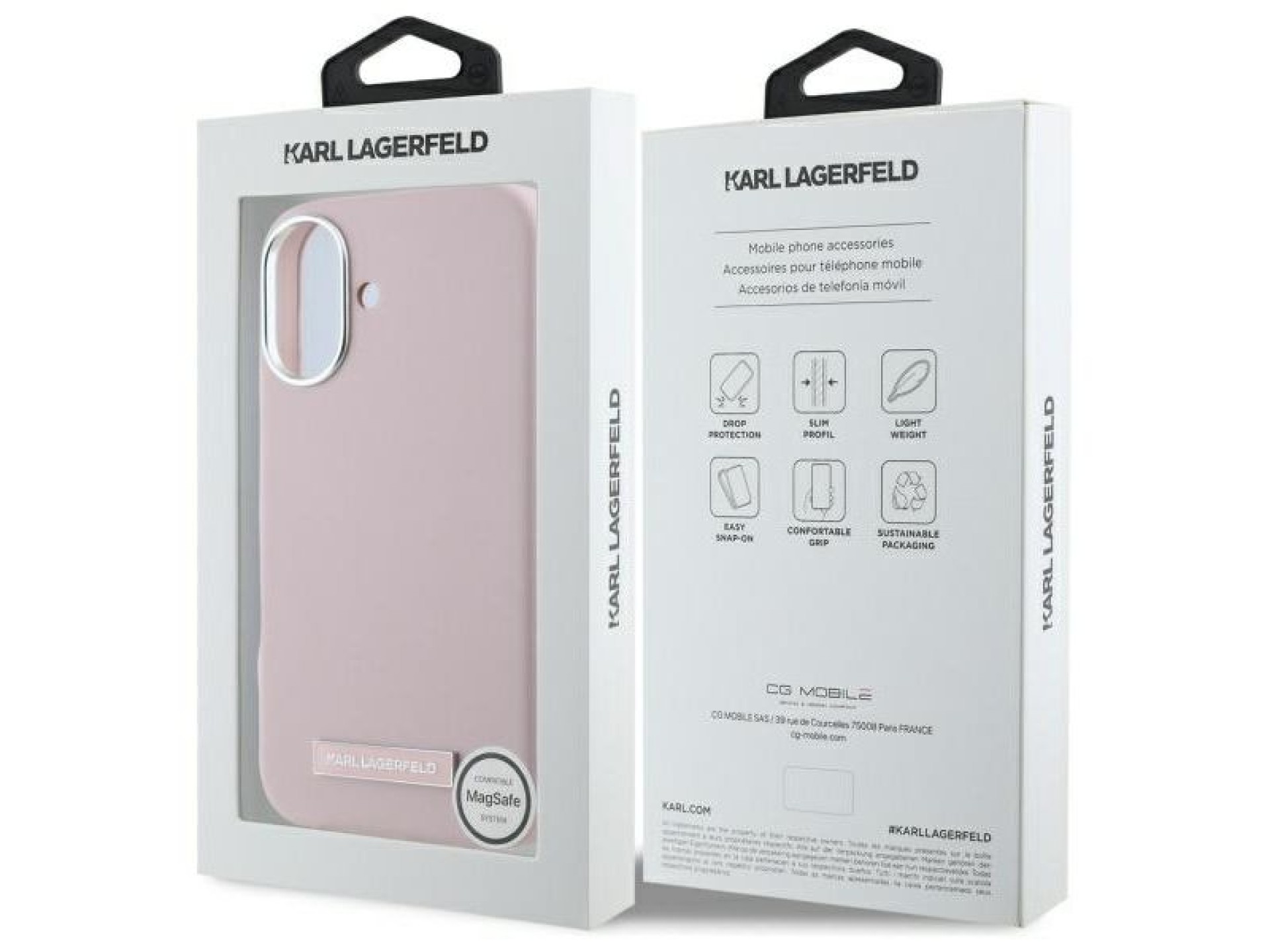 Funda Karl Lagerfeld FW Metal Plate MagSafe para iPhone 16 - Rosa