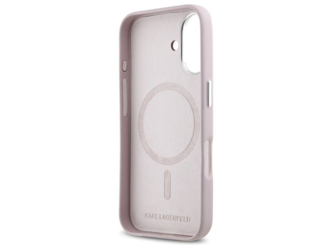 Funda Karl Lagerfeld FW Metal Plate MagSafe para iPhone 16 - Rosa