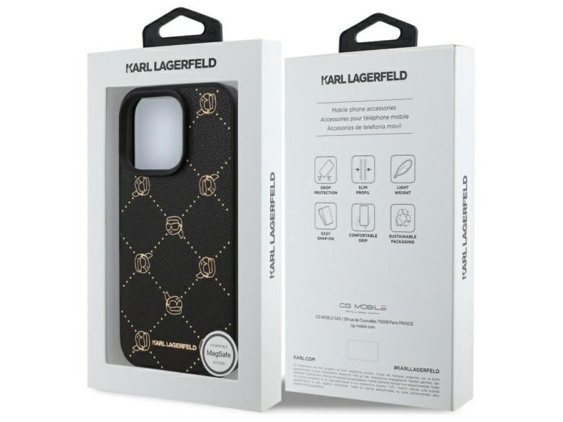 Capa Karl Lagerfeld Magsafe Karl Head para iPhone 16 Pro Max - Preta