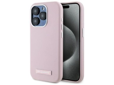 Karl Lagerfeld FW Metal Plate MagSafe iPhone 15 Pro Case - Pink Karl Lagerfeld FW Metal Plate MagSafe iPhone 15 Pro Case - Pink